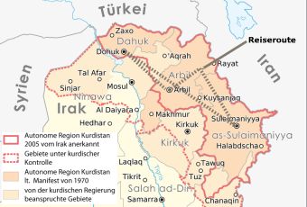 Reiseroute in Kurdistan/Irak